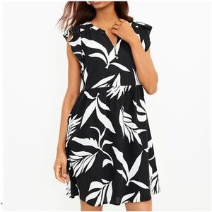 LOFT Black and White Floral Mini Dress